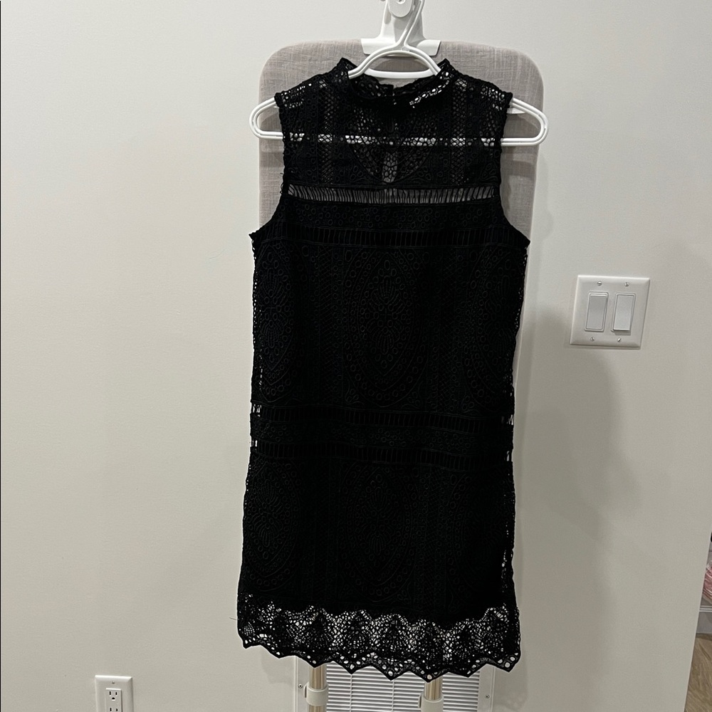 Mango Elegant Black Lace Mini Dress